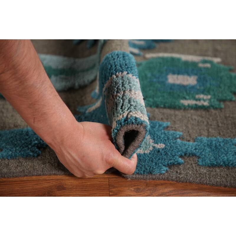 Brown Moroccan Indian Area Rug Hand-Knotted Wool Carpet - 5'1"x 7'11"