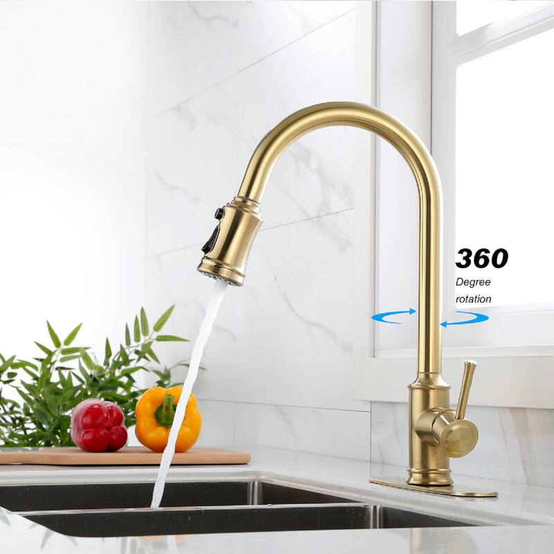 Touch Kitchen Faucet with Pull Down Sprayer in Gold - 8.66*8.07*16.53