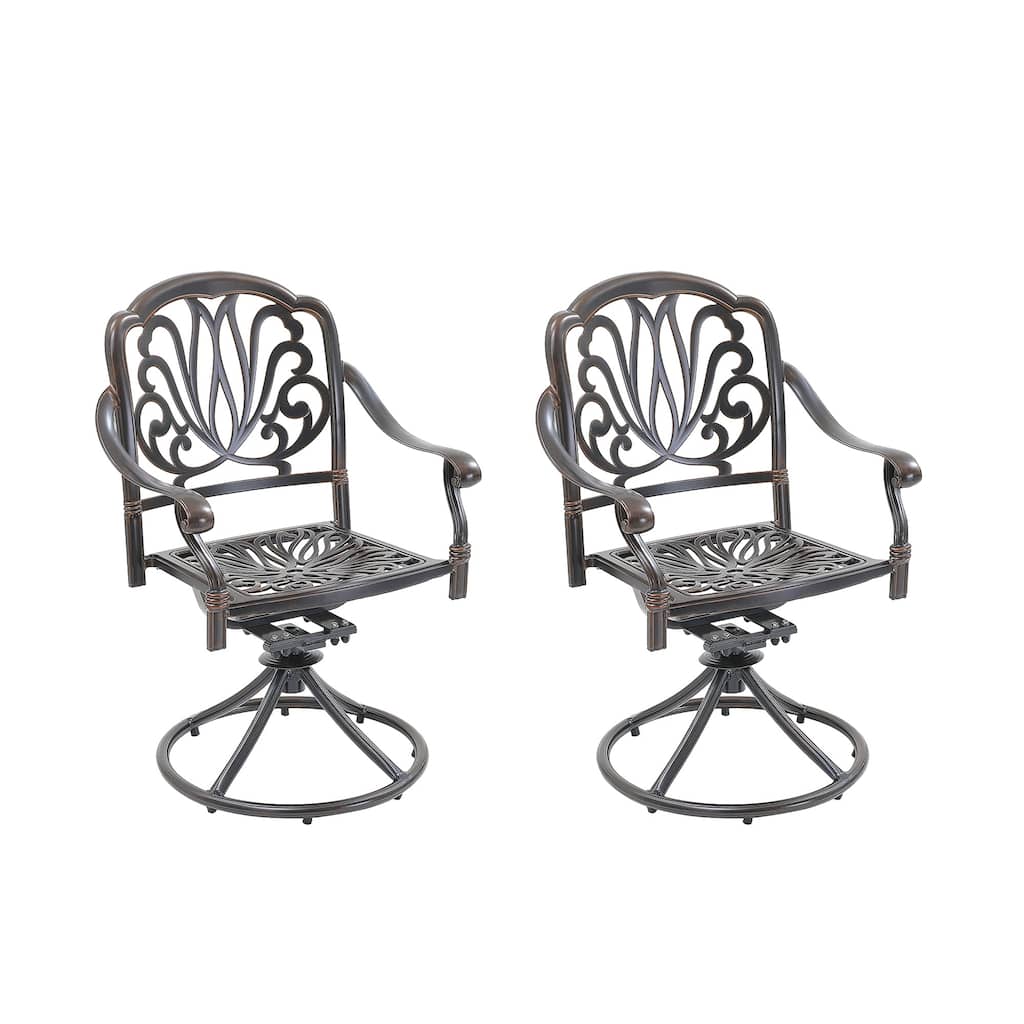 Set of 2 Cast Aluminum Swivel Bar Stools