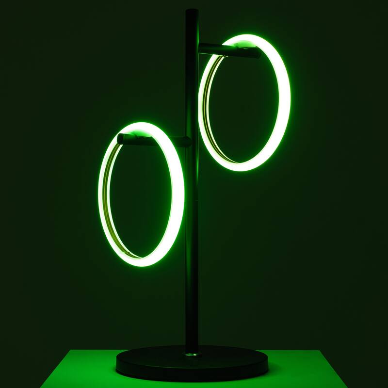 Brightech Saturn 21 in. Classic Black Industrial Integrated LED Desk Table Lamp with Built-In Color Changing Function