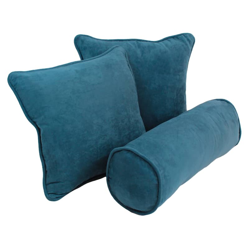 Blazing Needles Delaney 3-Piece Indoor Throw Pillow Set - Teal Blue