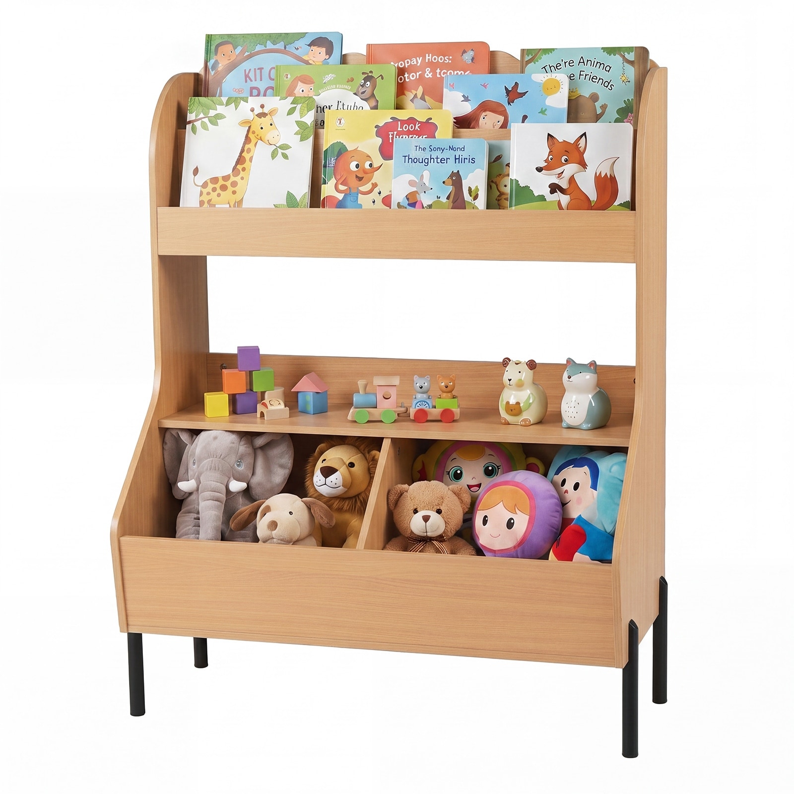Gymax Kids Toy Storage Organizer w/2 Storage Bins & Open Shelf for