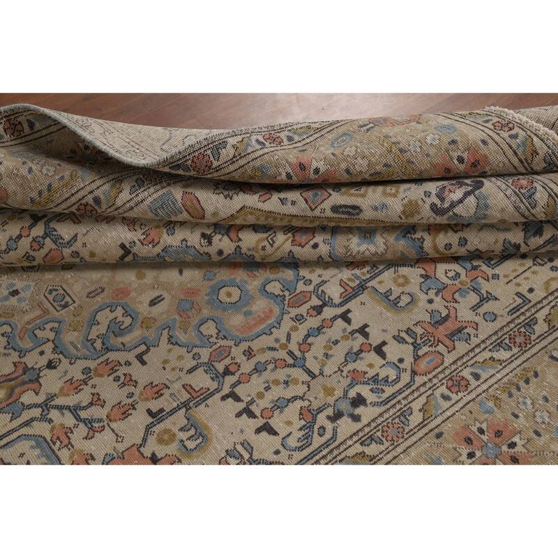 Geometric Tabriz Persian Area Rug Hand-Knotted Bedroom Wool Carpet - 6'7"x 9'5"