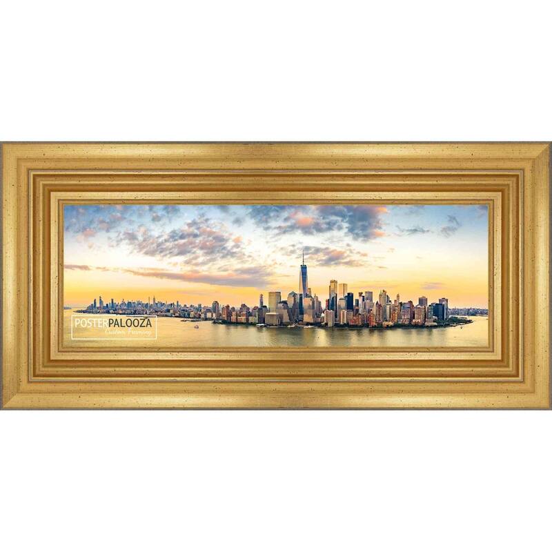 6x18 Traditional Gold Complete Wood Picture Frame with UV Acrylic, Foam ...