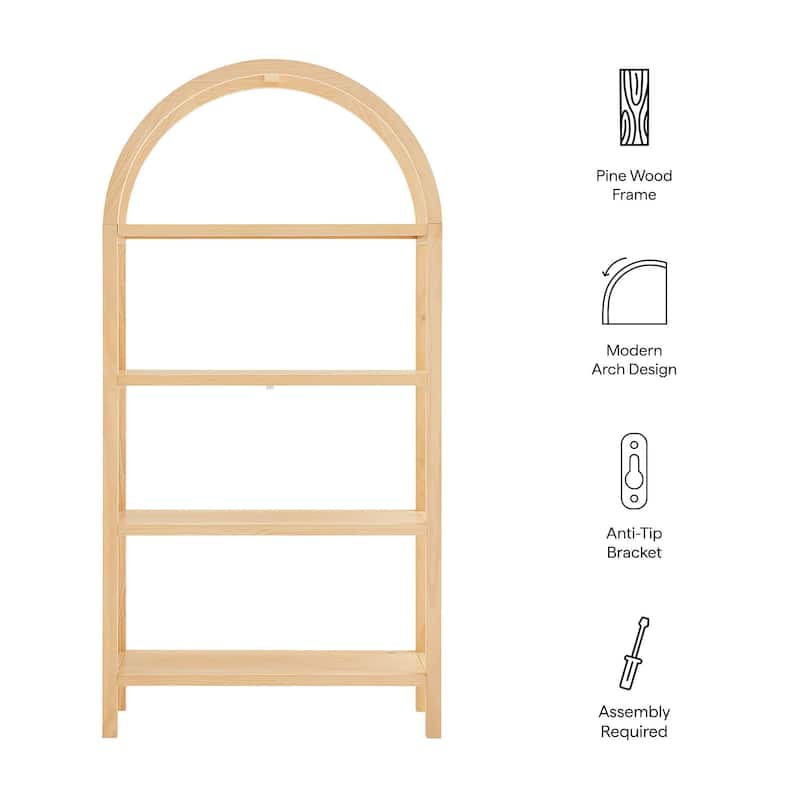 Vexley 72 Inch Large Arched Bookshelf