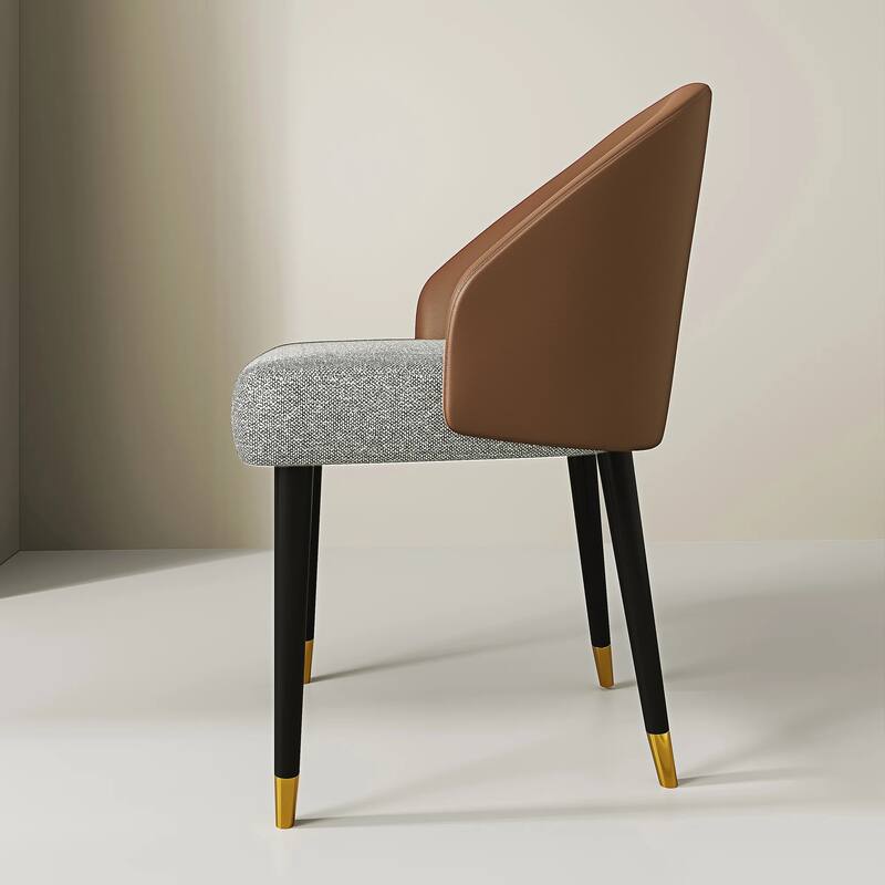 Modern Faux Leather and Fabric Upholstered Back Armchair Dining Chair (Set of 2)