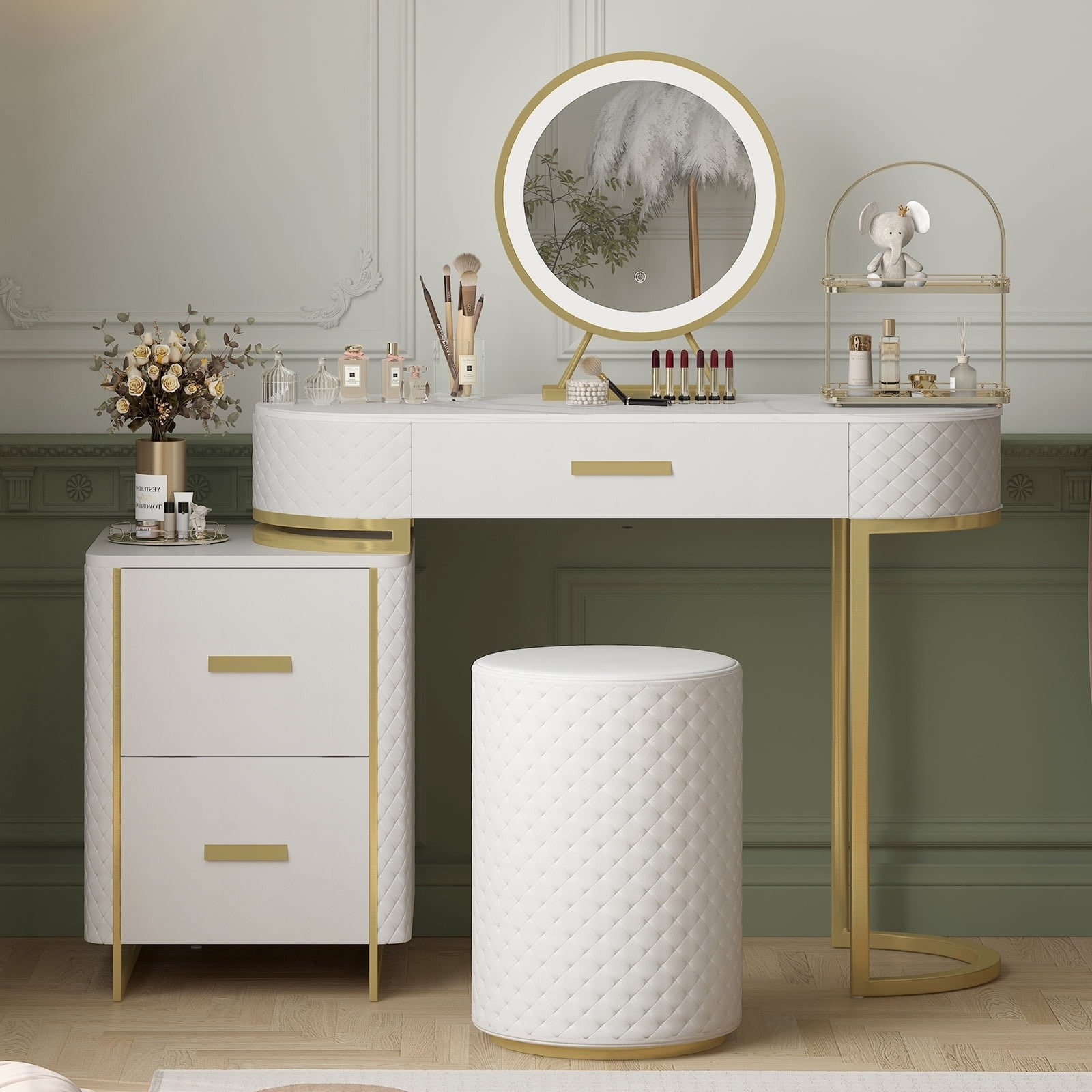 Modern dresser with mirror and chair 2025