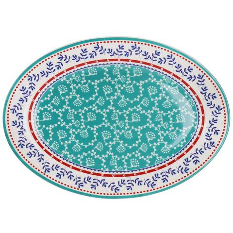 Gibson Home VIllage Vines 14 Inch Fine Ceramic Oval Platter - 14 Inches