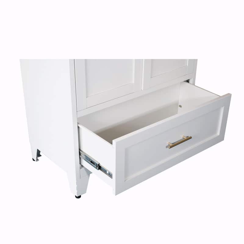 60" Tall Metal Wardrobe Cabinet - 2-Door Closet with Hanging Rod, Shelf, and Drawer