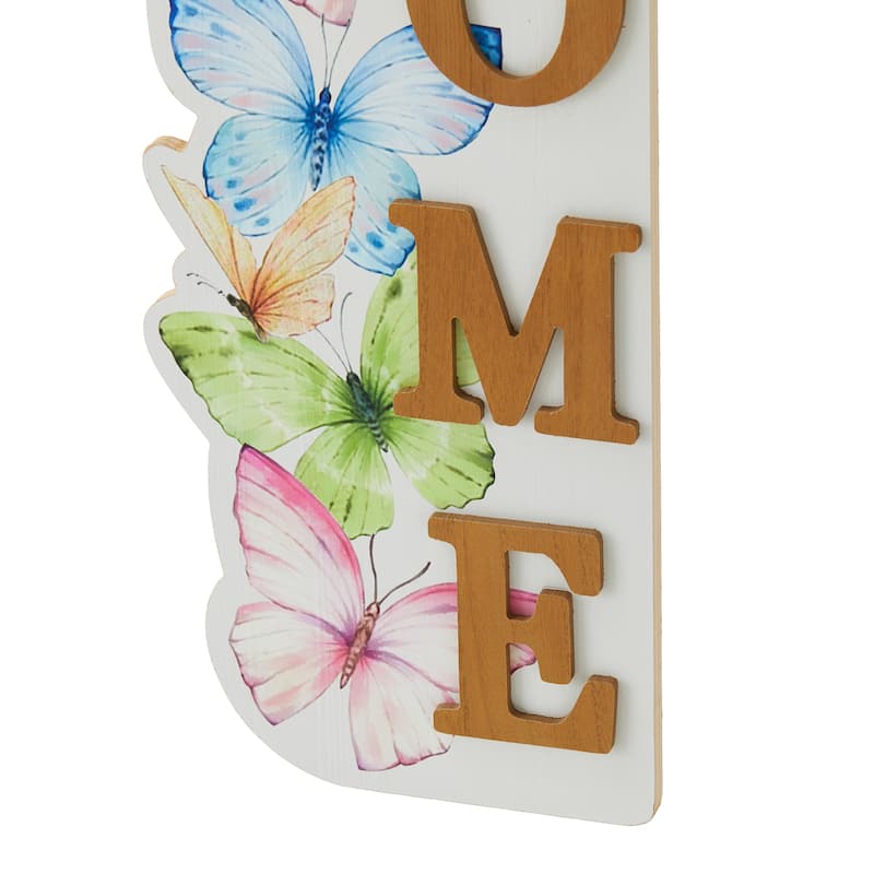Glitzhome 42"H Solid Wood WELCOME Porch Sign with Bee or Butterfly Outdoor Decor
