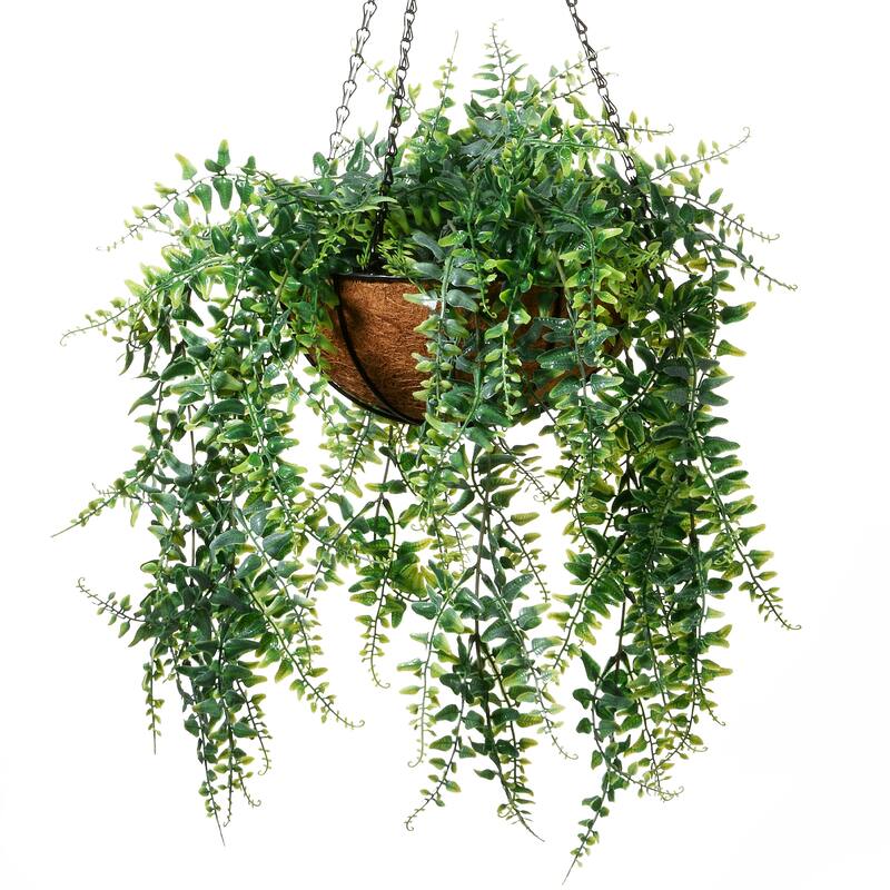 National Tree Company 21 in. Fern Leaves Hanging Basket - 21 in