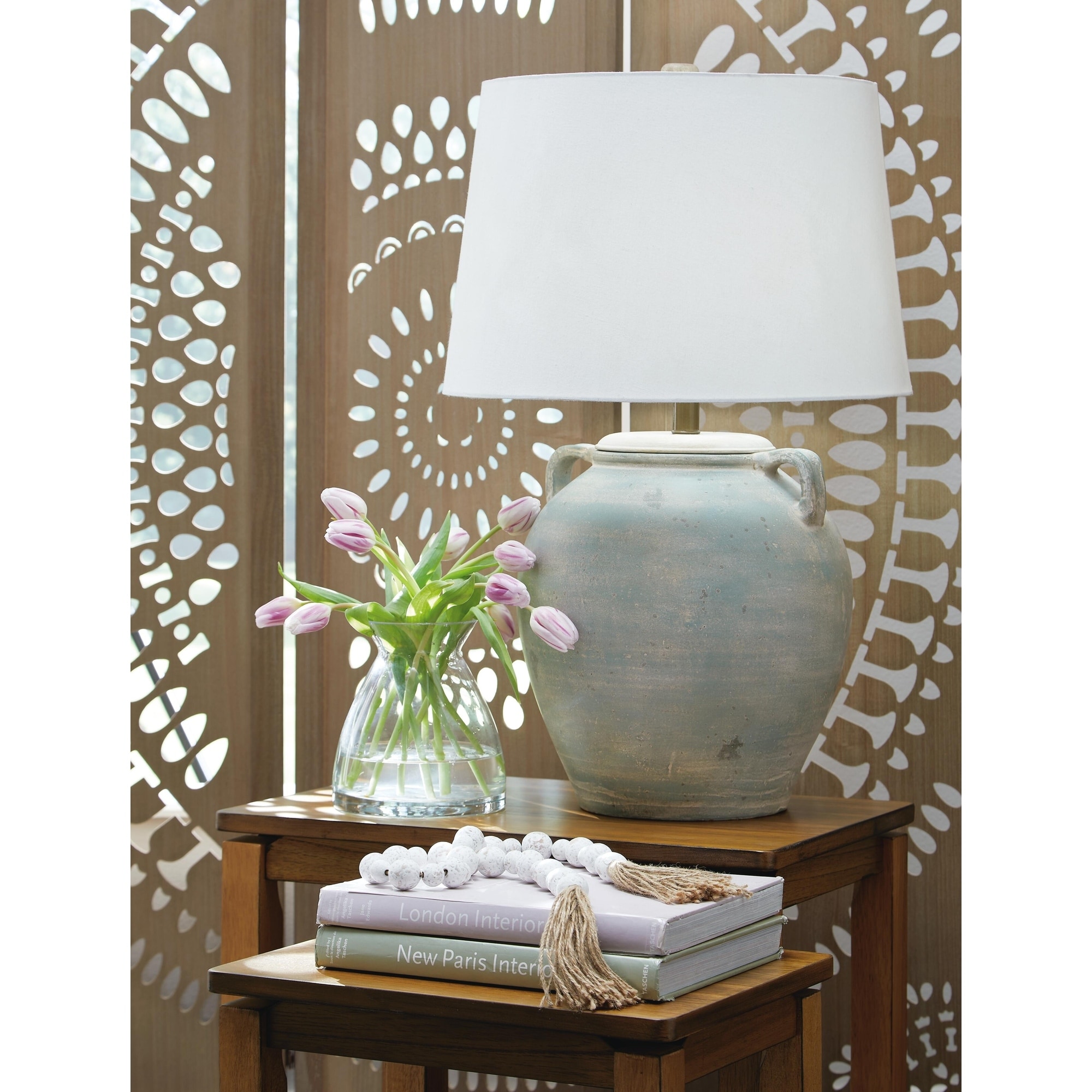 Signature Design by Ashley Shawburg Antique Green Table Lamp - 18" W x 18" D x 28" H