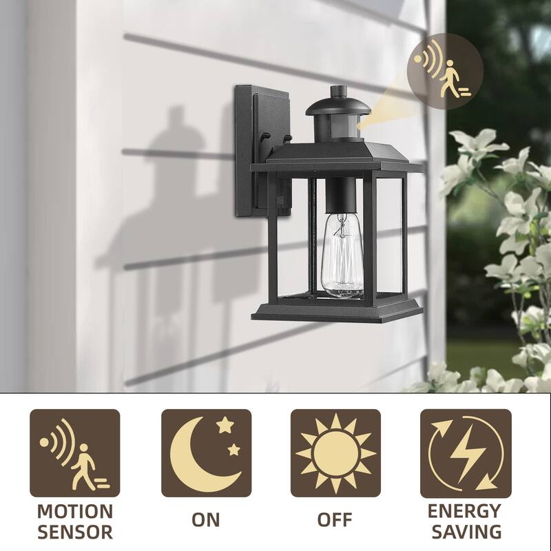 Outdoor Motion Sensor Light, Modern Outdoor Sconces, Black Finish - ‎6.5 x 7.7 x 11 inches