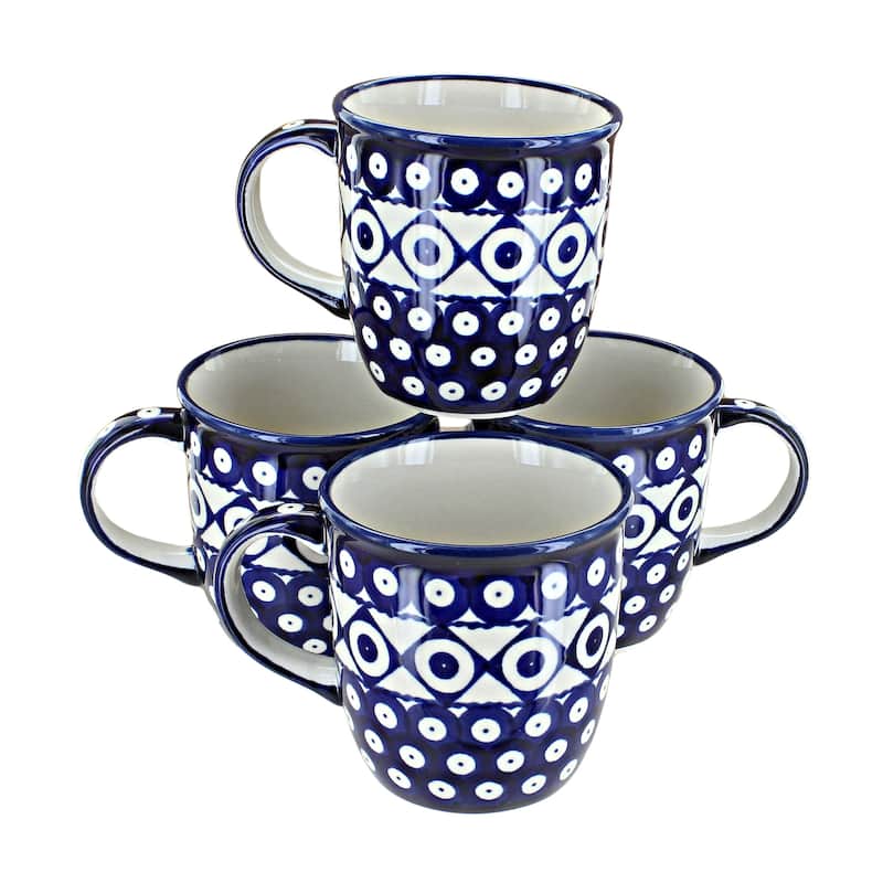 Blue Rose Polish Pottery 1800 Zaklady 4PC Mug Set - Xandra