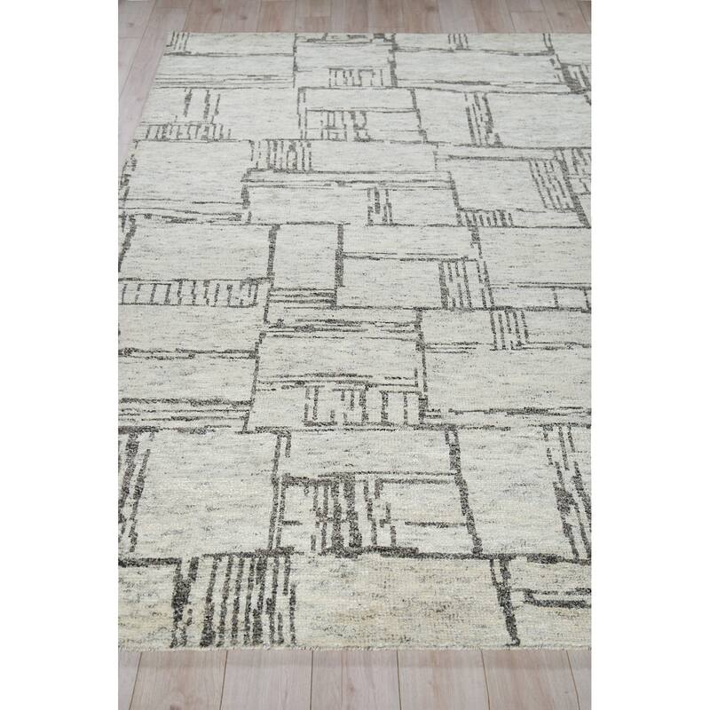 Exquisite Rugs Aldridge Hand-Knotted New Zealand Wool/Bamboo Silk Ivory/Charcoal Area Rug