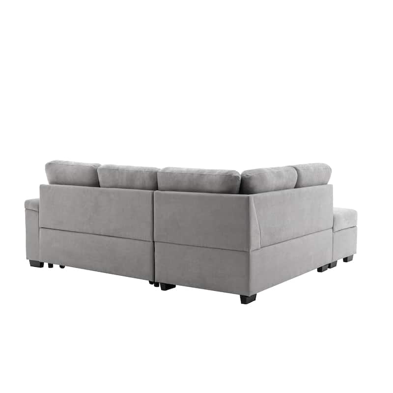 Corner Sleeper Sectional Sofa with Storage Ottoman & USB