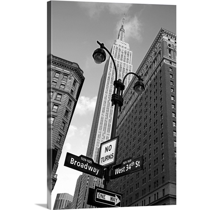 Empire State Building And Street Signs Manhattan New York City Ny Canvas Wall Art Overstock 16470597