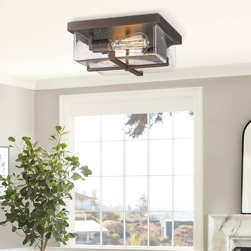 Flush Mount Ceiling Light, Frosted Glass Ceiling Mount for Bedroom Kitchen