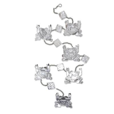 Novica Handmade Jumping Frogs Aluminum Holiday Garland (Set Of 4) - Brown
