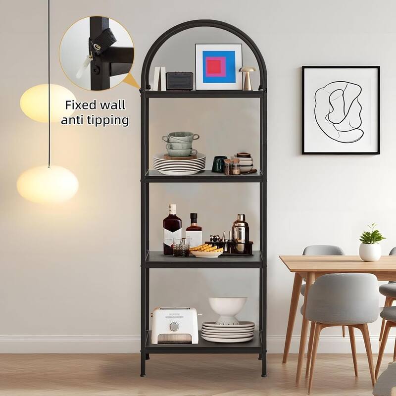 4-Tier Modern Storage Arched Display Rack, Bookshelf for Bedroom, Living Room - N/A