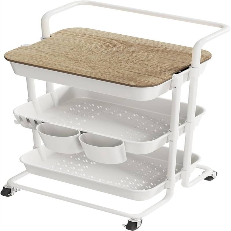 4 Tier Rolling Carts with Wheels - 15.6"D x 16.5"W x 35.4"H - 15.6"D x 16.5"W x 35.4"H - White