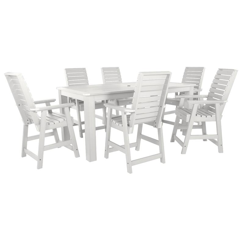 HIGHWOOD 7-Piece Counter Height Outdoor Dining Set - 42" x 84" Table - White