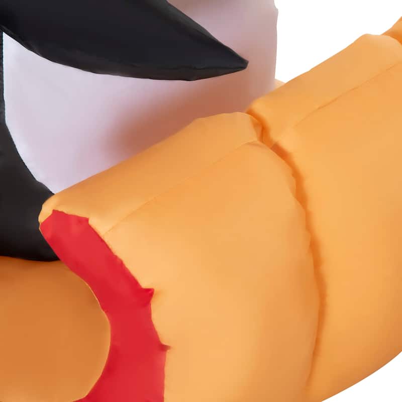 Outsunny 5ft Inflatable Christmas Santa Claus and Penguin, Blow-Up LED Display