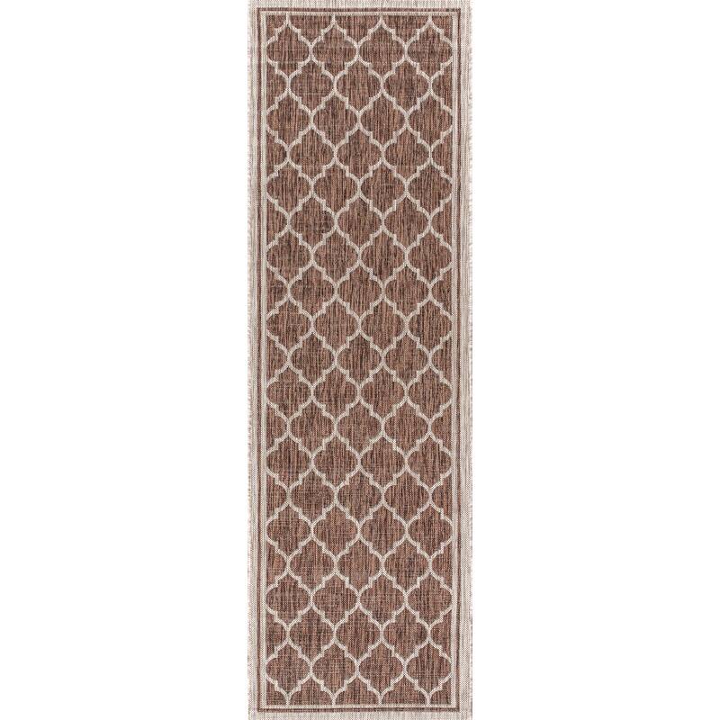 JONATHAN Y Zinnia Textured Weave Indoor/Outdoor Area Rug - 2 X 10 - Espresso/Taupe