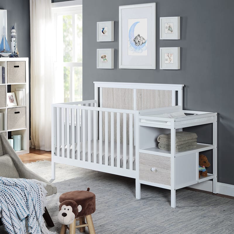 Suite Bebe Connelly 4-in-1 Crib and Changer Combo - White/Rockport Gray