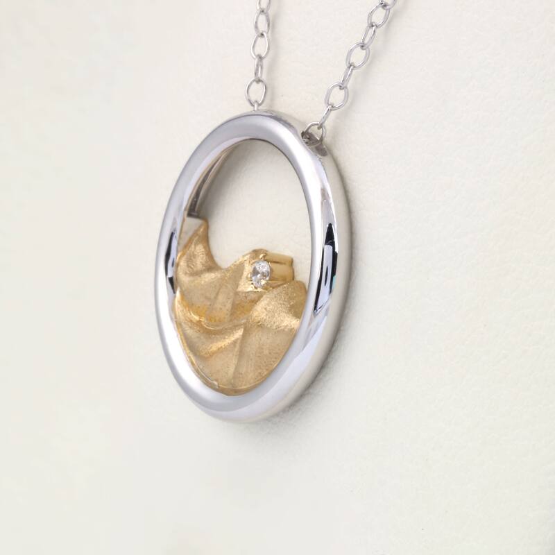 1/20ct Diamond Four Elements of Nature-Earth Pendant Necklace in Silver for Women