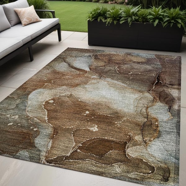 5' x 8' Brown Abstract Indoor Outdoor Area Rug 5' x 8' Brown Abstract Indoor Outdoor Area Rug