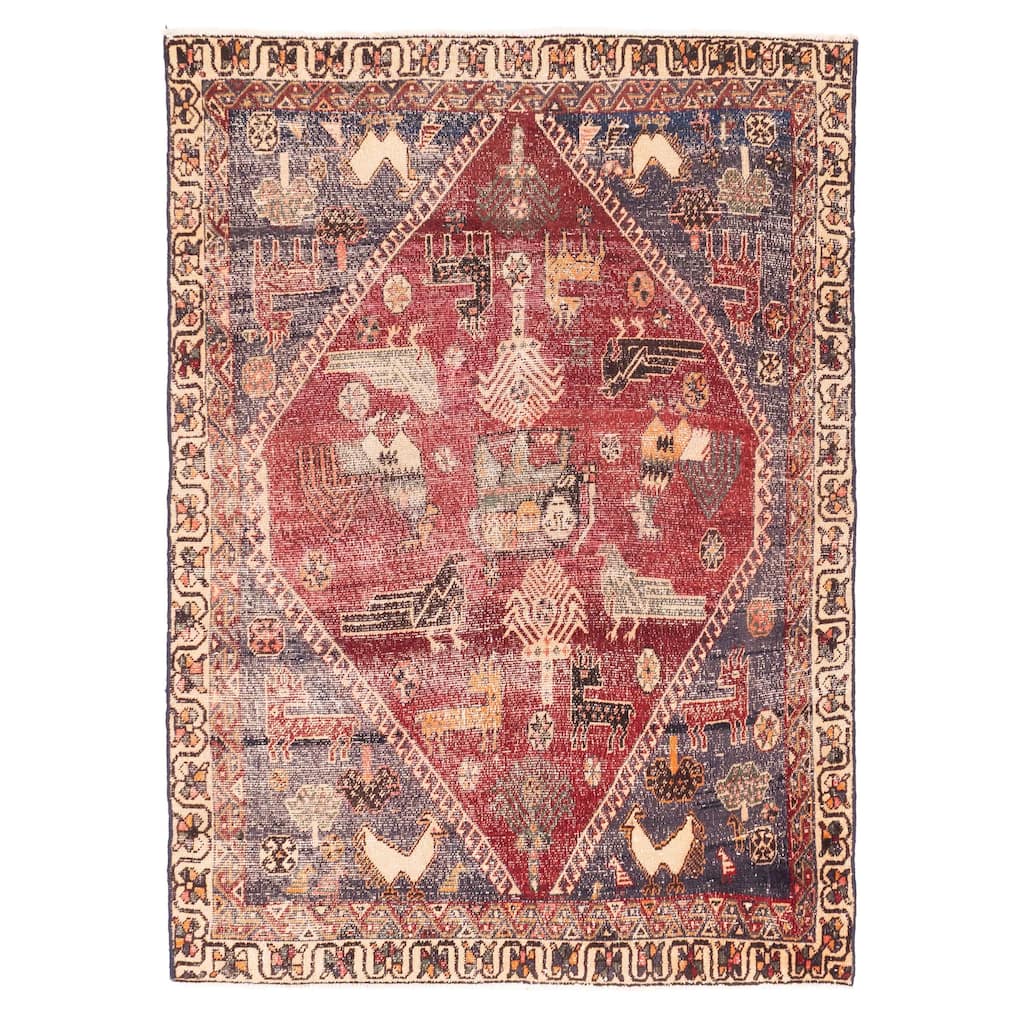 ECARPETGALLERY Hand-knotted Antalya Vintage Dark Red Wool Rug - 4'7 x 6'4
