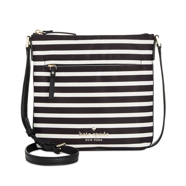 Shop Black Friday Deals On Kate Spade Watson Lane Hester Striped Small Crossbody Bag Black Clotted Cream One Size Overstock 24226644
