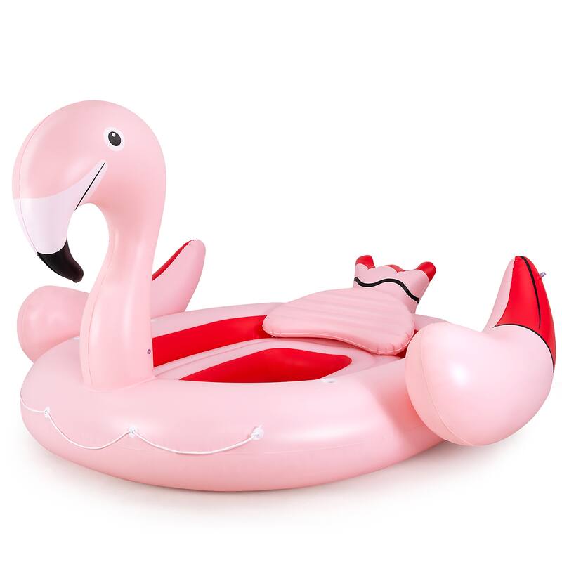 6 People Inflatable Flamingo Floating Island Ideal for Pool, Lake & - See Details