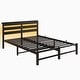 preview thumbnail 10 of 8, Queen Size Platform Bed Frame with USB Charging, LED Lights, Strong Steel Slats, No Box Spring Needed, Noise-Free, Black