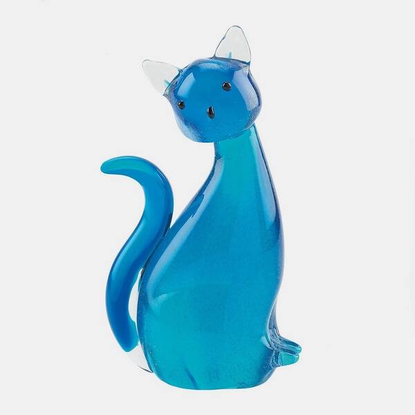 Artistic Blue Kitty Cat Glass Sculpture - Bed Bath & Beyond - 31433828