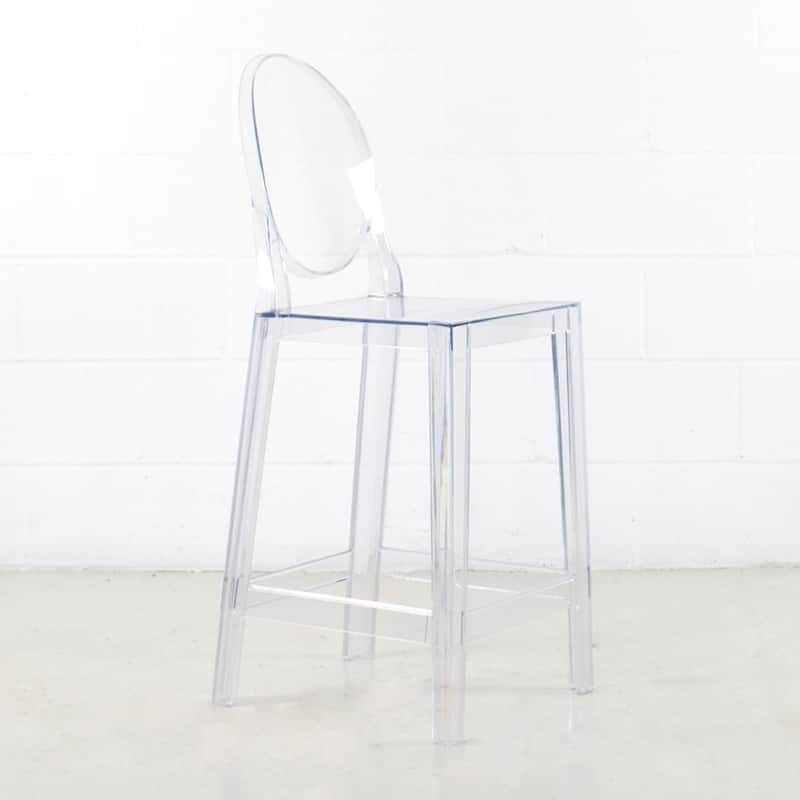 (Set of 2) Casper Round Back Transparent Plastic Counter Stool