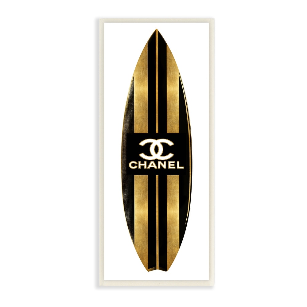 Stupell Industries Striped Turquoise Surfboard Glam Designer