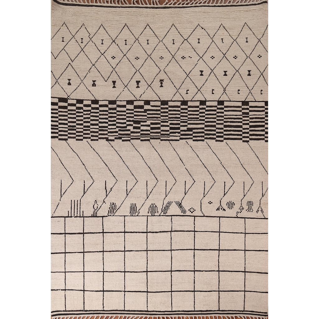 Trellis Moroccan Area Rug Handmade Wool Carpet - 8'0"x 10'9"