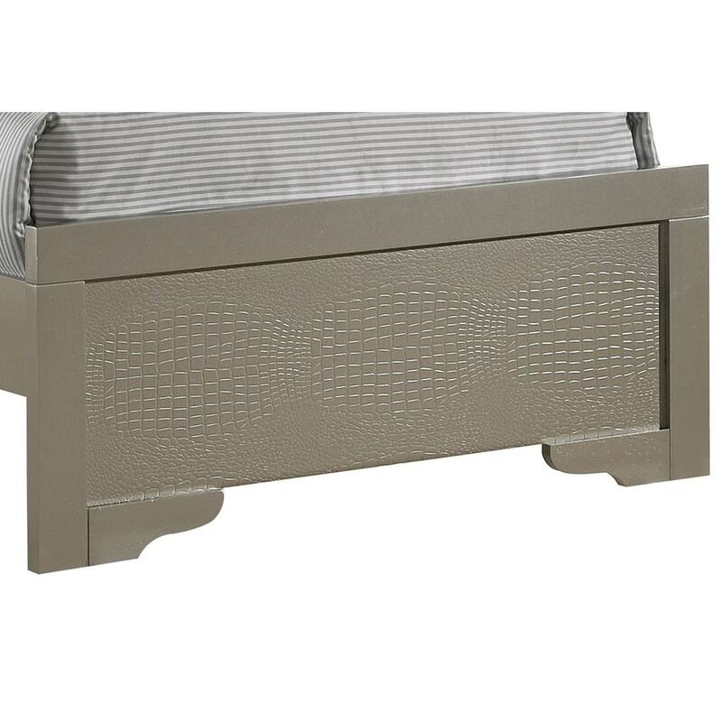 Tufted Twin Panel Bed - 80" - Silver Champagne