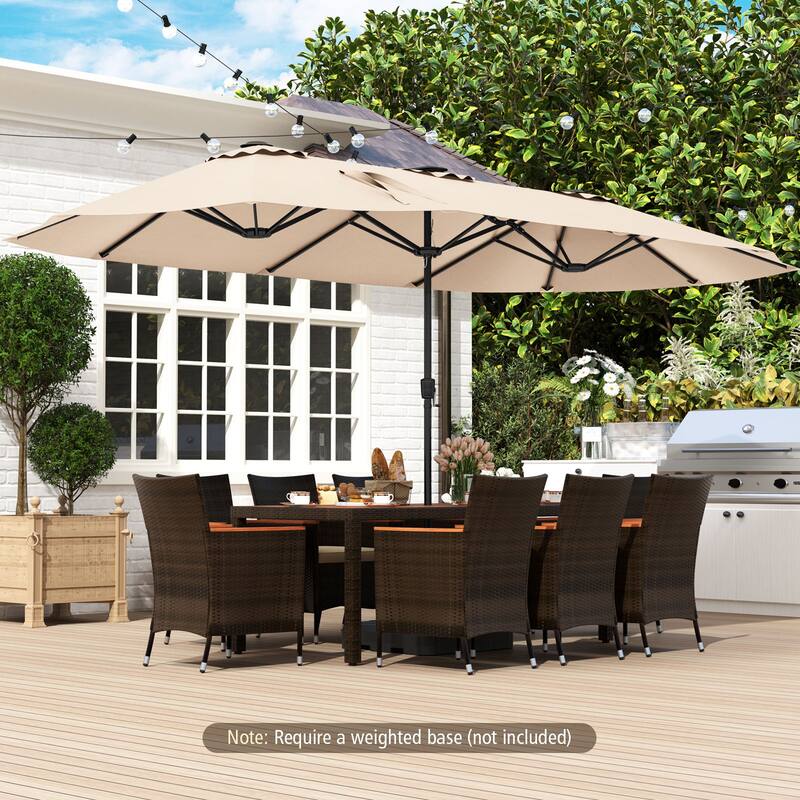 Costway 15.5 FT Extra-Large Patio Umbrella with LED Solar Lights & 12 - See Details