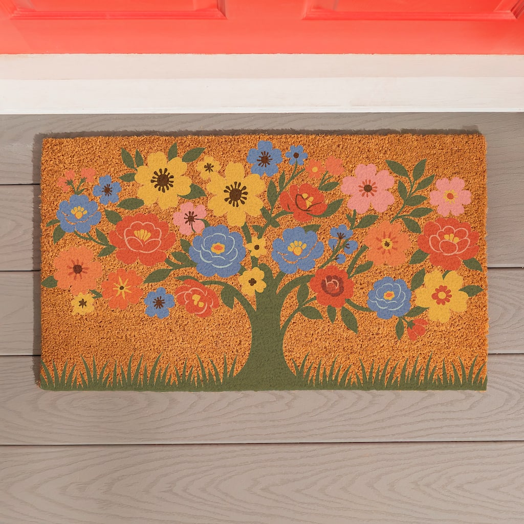 30 in. x 18 in. Blooming Tree of Life Coir Door Mat - 30" x 18"