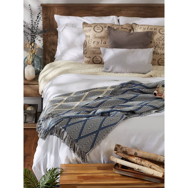 DII Natural Tone Multi Diamond Throw