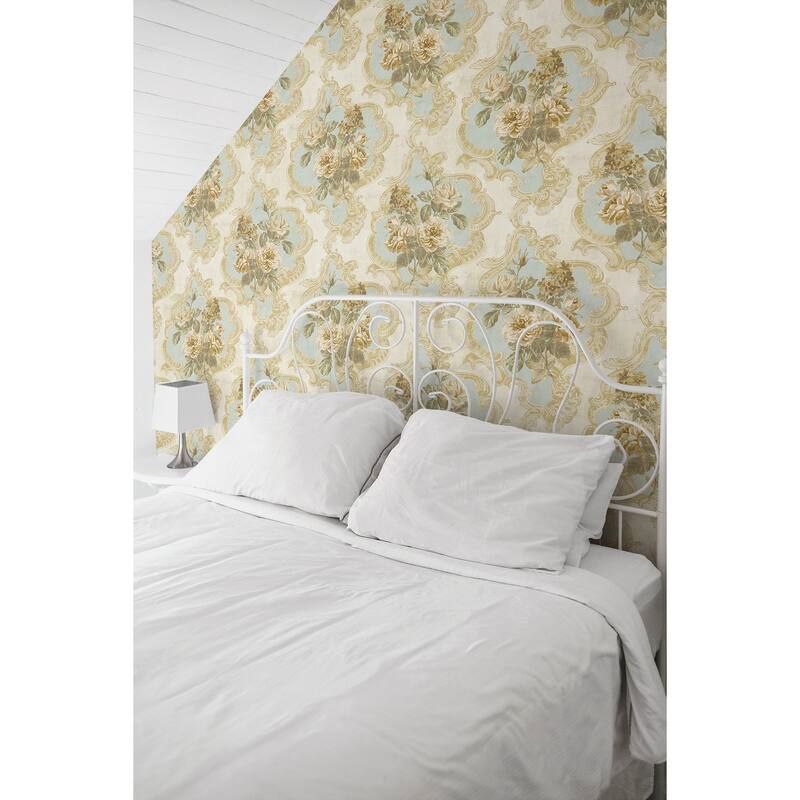 Seabrook Designs Whitacker Rose Damask Unpasted Wallpaper