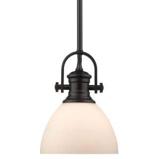 Golden Lighting Hines Single Light 6-7/8" Wide Pendant with Opal Glass