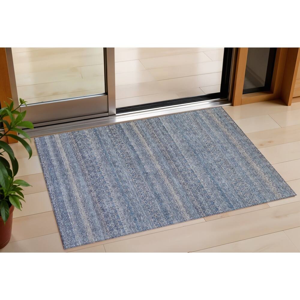HomeRoots Striped Transitional Rectangle Outdoor Rug