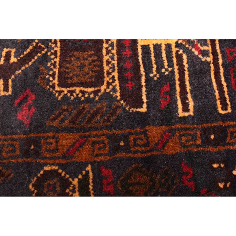 ECARPETGALLERY Hand-knotted Rare War Dark Navy Wool Rug - 3'3 x 4'9