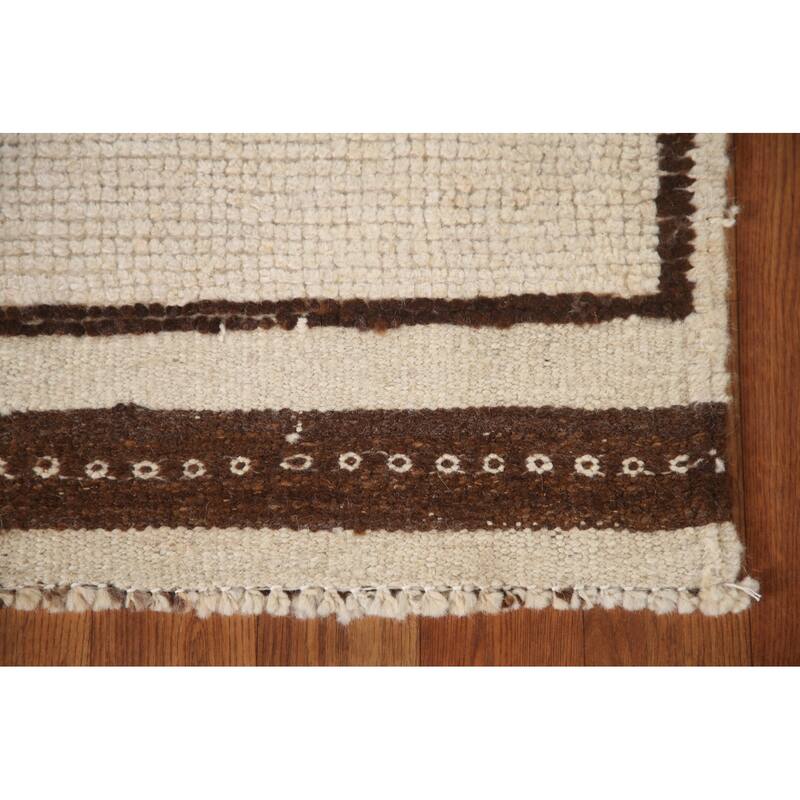 Anatolian Turkish Runner Rug Handmade Beige Tribal Wool Carpet - 3'5"x 12'3"