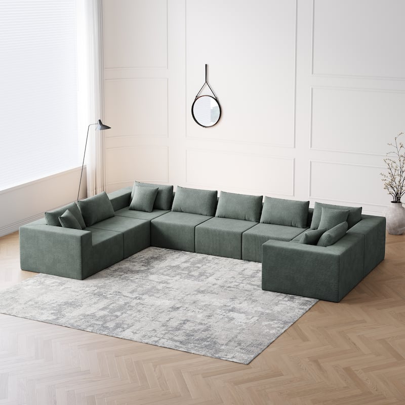 Luxury Floor Standing Couch Set Sectional Sofa Set Corduroy Upholstered Modular Sofa - Freely Combined Into Various Shapes