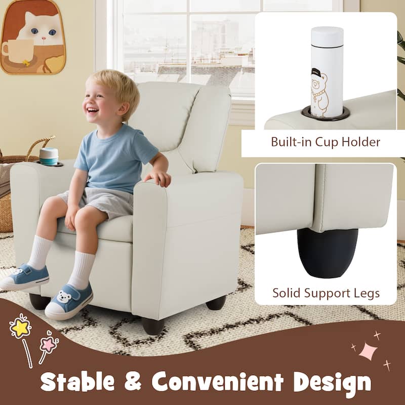 Costway Kids Recliner Chair with Cup Holder & Side Pocket Adjustable